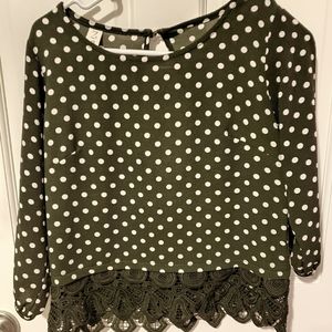 Olive polka-dot blouse